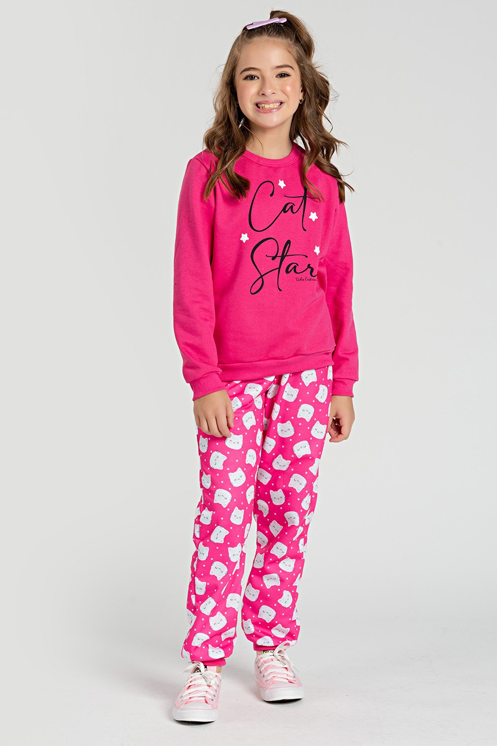 Conjunto Infantil Pink Cat Star Meninas