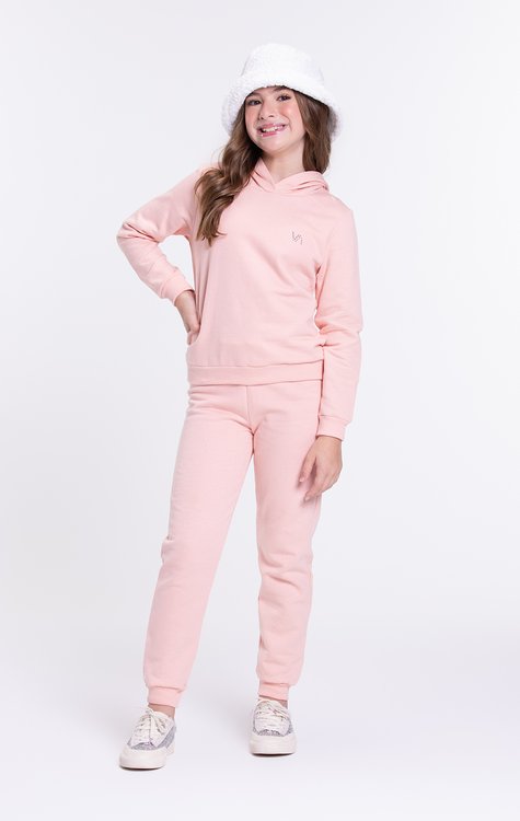 Conjunto Moletom Infantil Capuz e Strass Menina